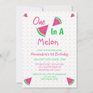 One In A Melon 1st Birthday Invitation