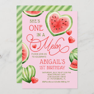 One in a Melon 1st Birthday Invitation