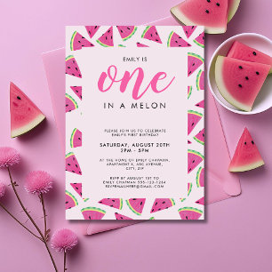 One in a melon 1st birthday invitation