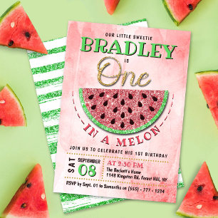 One In A Melon 1st Birthday Invitation