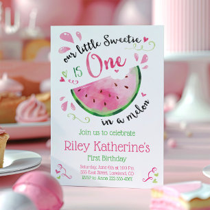One in a Melon 1st Birthday Invitation