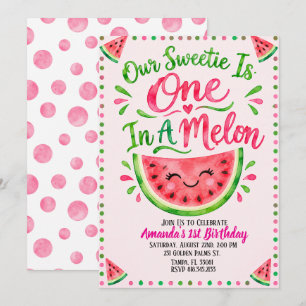 One In A Melon 1st Birthday Invitation