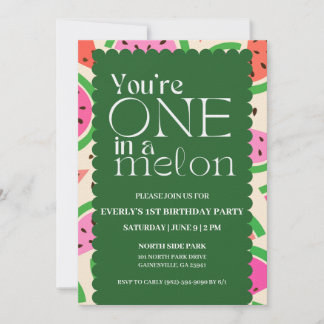 'One in a Melon' 1st Birthday Invitation 