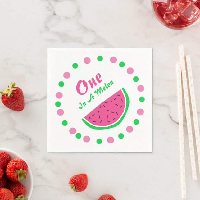 One In A Melon 1st Birthday Napkin (Insitu)