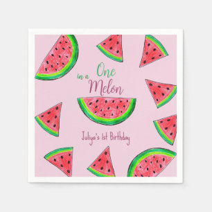 One in a melon 1st Birthday   Napkin