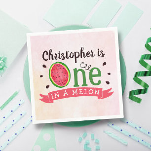 One In A Melon 1st Birthday Napkin