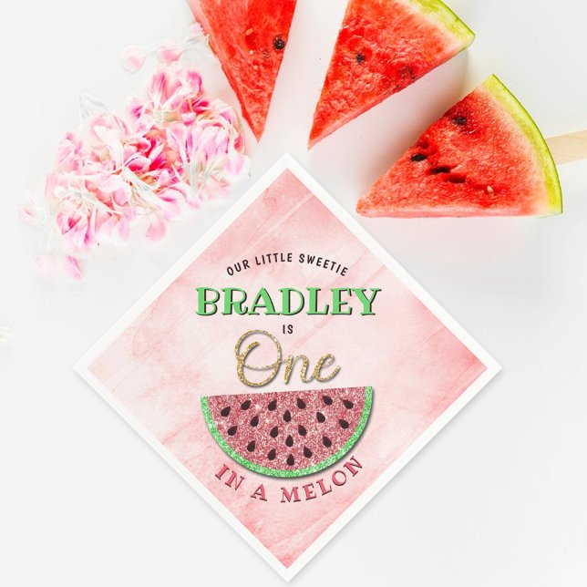 One In A Melon 1st Birthday Napkin (Creator Uploaded)