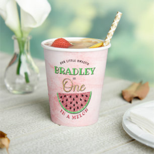 One In A Melon 1st Birthday Paper Cups