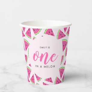 One in a melon 1st birthday paper cups