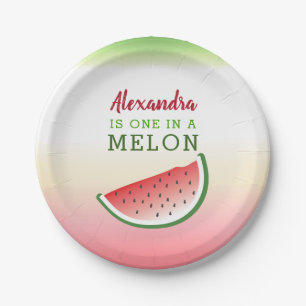 One in a Melon 1st Birthday Paper Plate