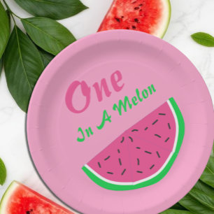 One In A Melon 1st Birthday Paper Plate