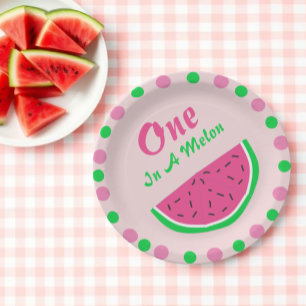 One In A Melon 1st Birthday Paper Plate