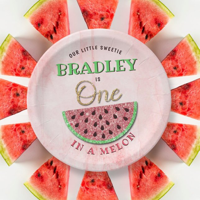 One In A Melon 1st Birthday Paper Plate (Creator Uploaded)