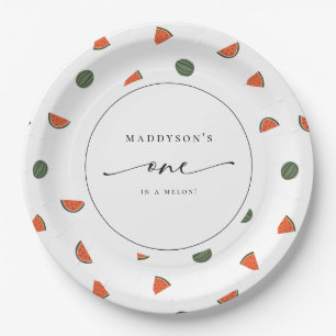 One in a Melon 1st Birthday Paper Plate