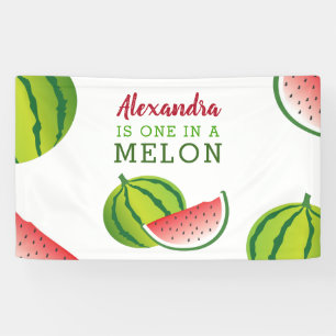 One in a Melon 1st Birthday Party Banner