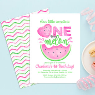 One In A Melon 1st Birthday Party Invitation