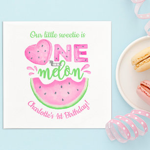 One In A Melon 1st Birthday Party Invitation Napkin
