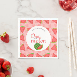 One In A Melon 1st Birthday Party Watermelon Napkin