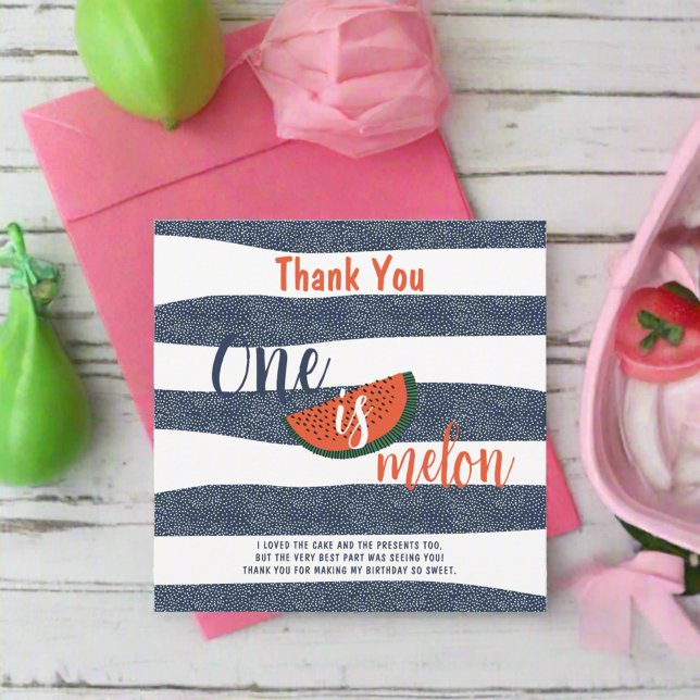 One In A Melon 1st Birthday Party Watermelon  Thank You Card (Creator Uploaded)