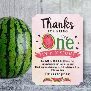 One In A Melon 1st Birthday Thank You Card
