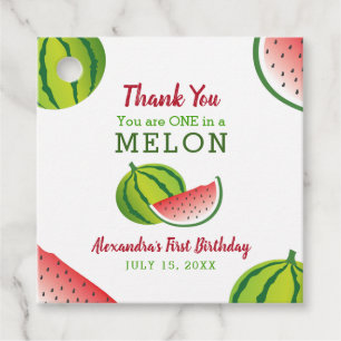 One in a Melon 1st Birthday Thank You Favour Tags