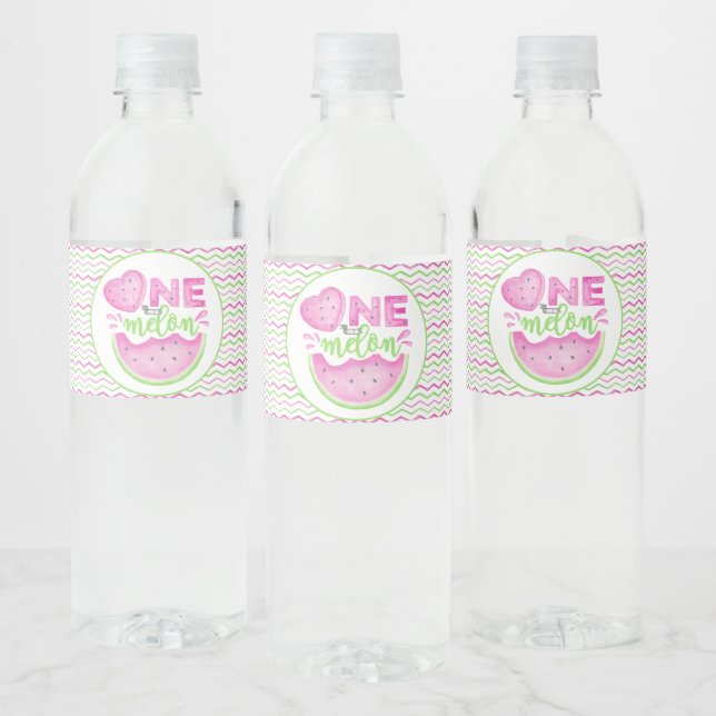 One in a Melon 1st Birthday Water Bottle Label  (Bottles)