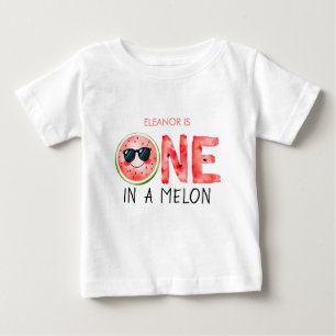 One in a melon 1st birthday watercolor watermelon  baby T-Shirt