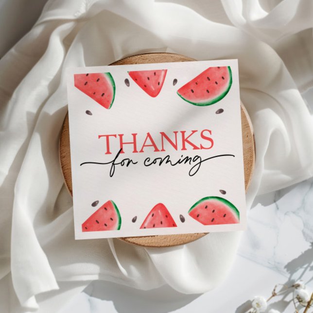 One In A Melon 1st Birthday Watermelon Birthday Napkin (Creator Uploaded)