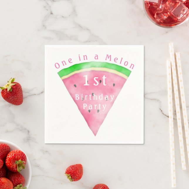 One in a Melon 1st Birthday Watermelon Napkin (Insitu)