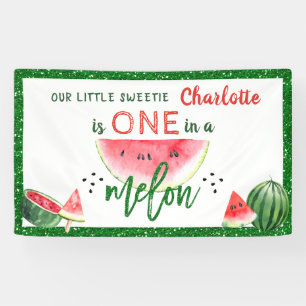 One in a Melon 1st Birthday Watermelon Party Banner