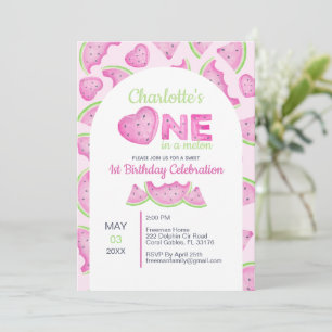 One In A Melon 1st Birthday Watermelon Party Invitation