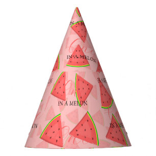 One In A Melon 1st Birthday Watermelon Pattern Party Hat