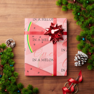 One In A Melon 1st Birthday Watermelon Pattern Wrapping Paper