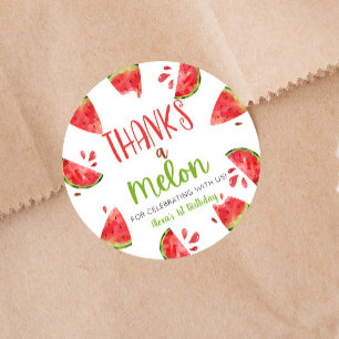One In A Melon 1st First Birthday Party Watermelon Classic Round Sticker