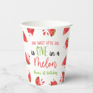 One In A Melon 1st First Birthday Party Watermelon Paper Cups