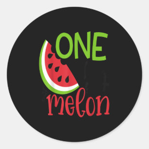 One In A Melon Adorable Cute Fun Summer Watermelon Classic Round Sticker