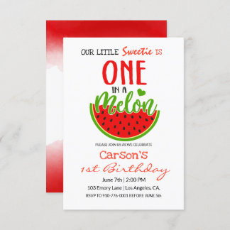 One In A Melon | Baby Birthday Invitation