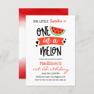 One In A Melon | Baby Birthday Invitation