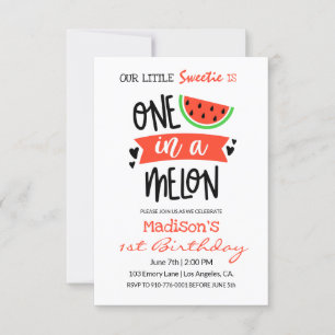 One In A Melon Baby Birthday Invitation