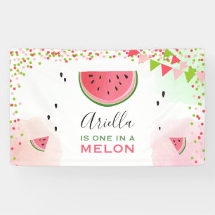 One in a melon birthday banner Watermelon Girl