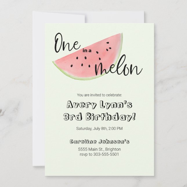 One in a Melon Birthday Card for Boy or Girl (Front)