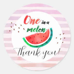 One in a Melon Birthday Classic Round Sticker