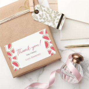 One In A Melon Birthday Favor Tag, Watermelon Rectangular Sticker