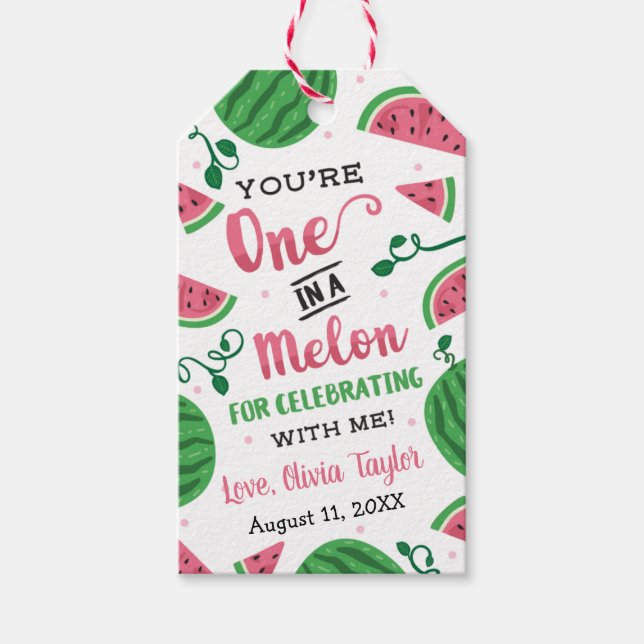 One In A Melon Birthday Favour Tag (Front)