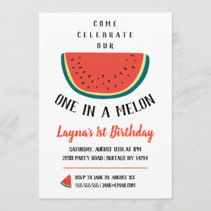 ONE in a Melon Birthday Invitation