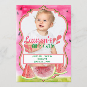 One In A Melon Birthday Invitation