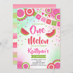 One In A Melon Birthday Invitation Melon Party
