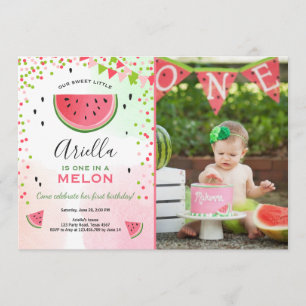 One in a melon Birthday Invitation Watermelon