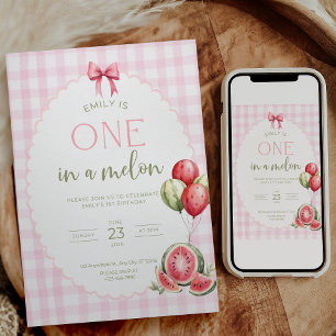 One in a Melon Birthday Invitation Watermelon