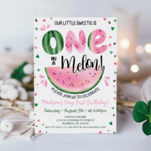 One in a Melon Birthday Invitation Watermelon Card